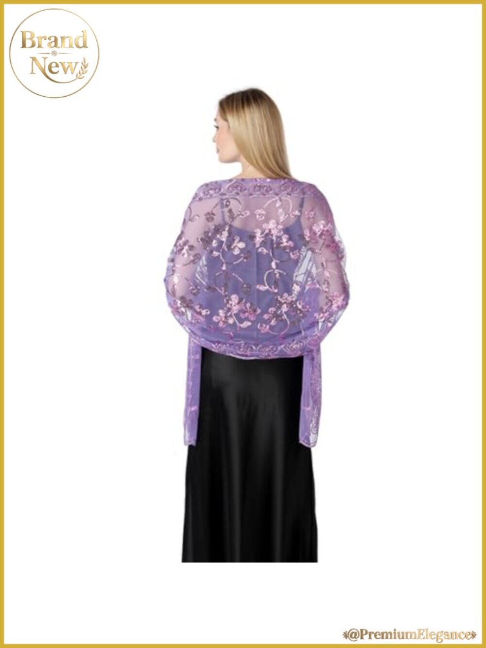 Sequin Floral Sheer Lace Scarf Shawl Wrap Wedding Evening Party Stole